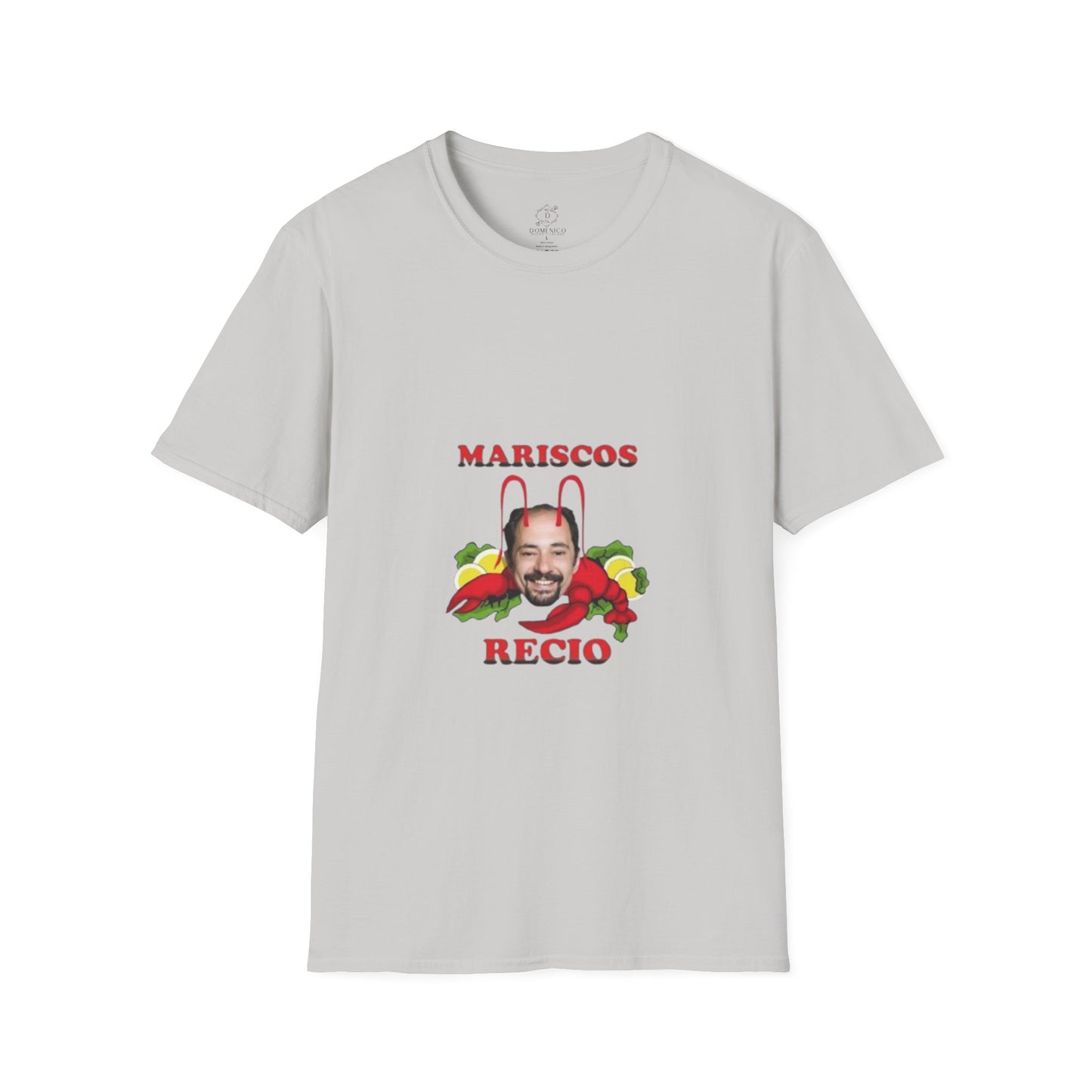 Unisex Softstyle T-Shirt with 'Mariscos Recio' Design, Funny Gift, Seafood Lover Apparel, Casual Wear, Unique Graphic Tee