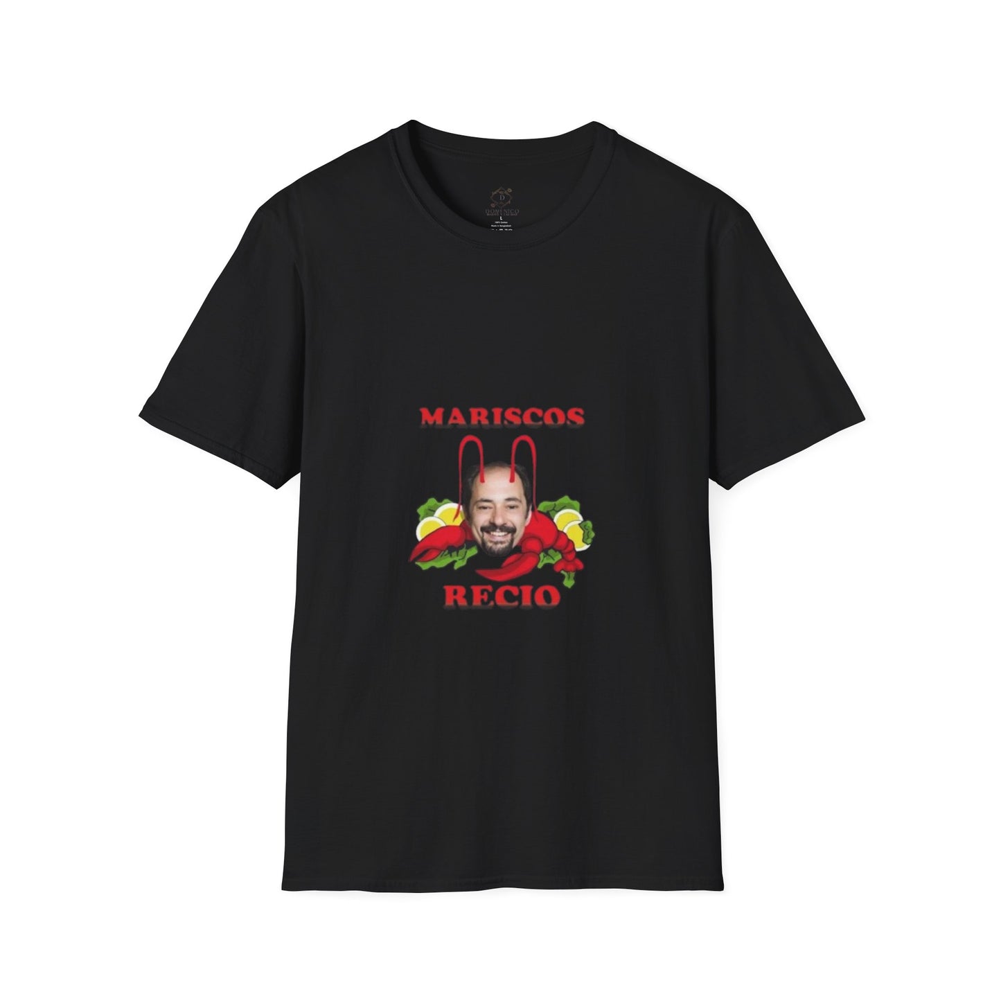 Unisex Softstyle T-Shirt with 'Mariscos Recio' Design, Funny Gift, Seafood Lover Apparel, Casual Wear, Unique Graphic Tee