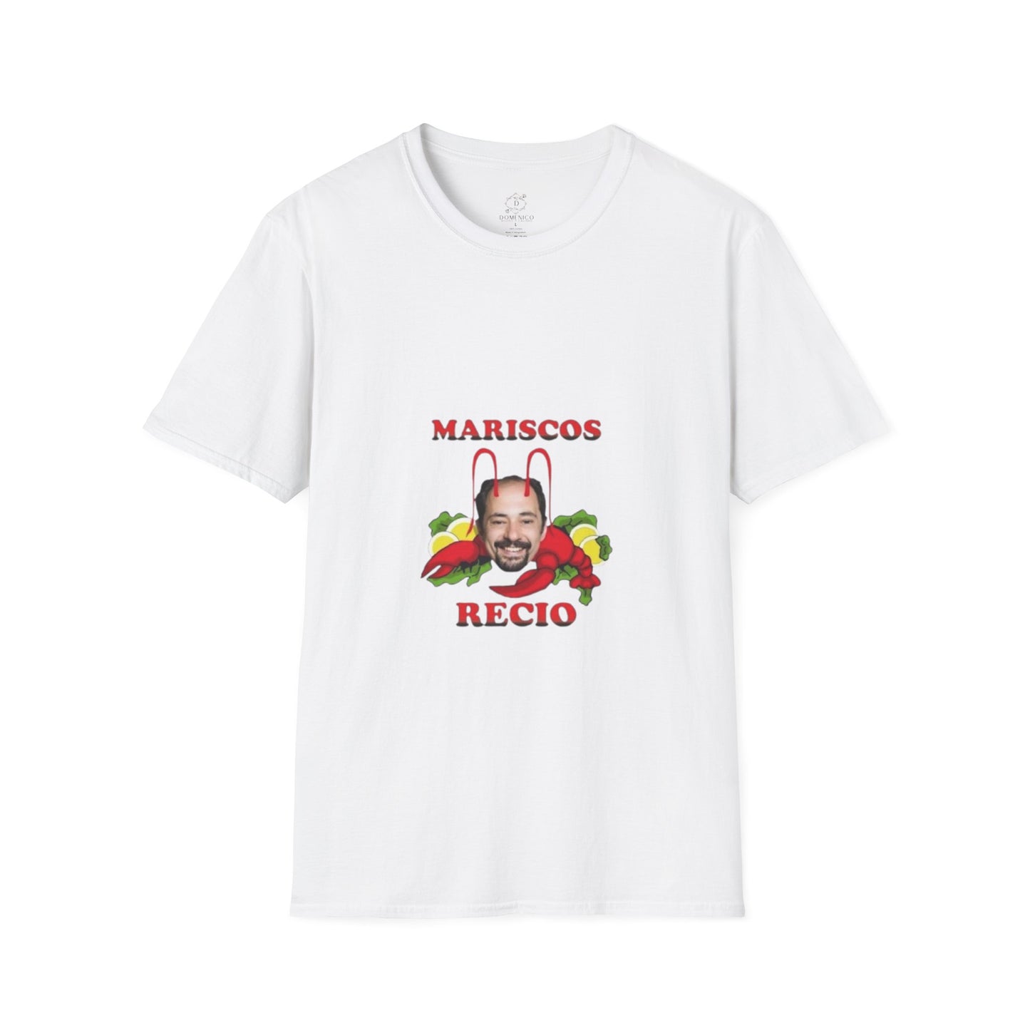 Unisex Softstyle T-Shirt with 'Mariscos Recio' Design, Funny Gift, Seafood Lover Apparel, Casual Wear, Unique Graphic Tee